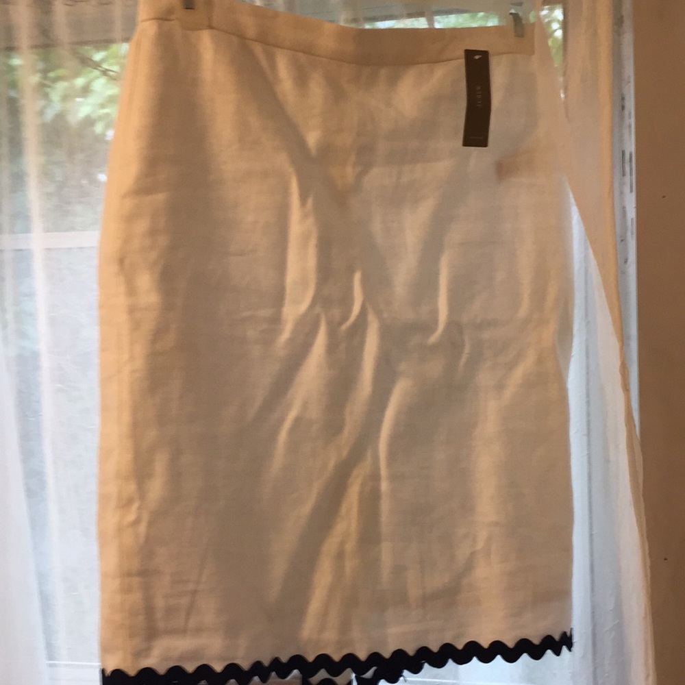 Jcrew NWT white linen skirt with scalloped trim